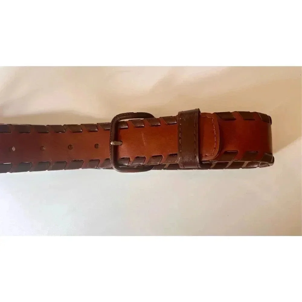 Vintage Brighton Brown‎ Tan Leather Vinyl Men’s Belt 31” Length
